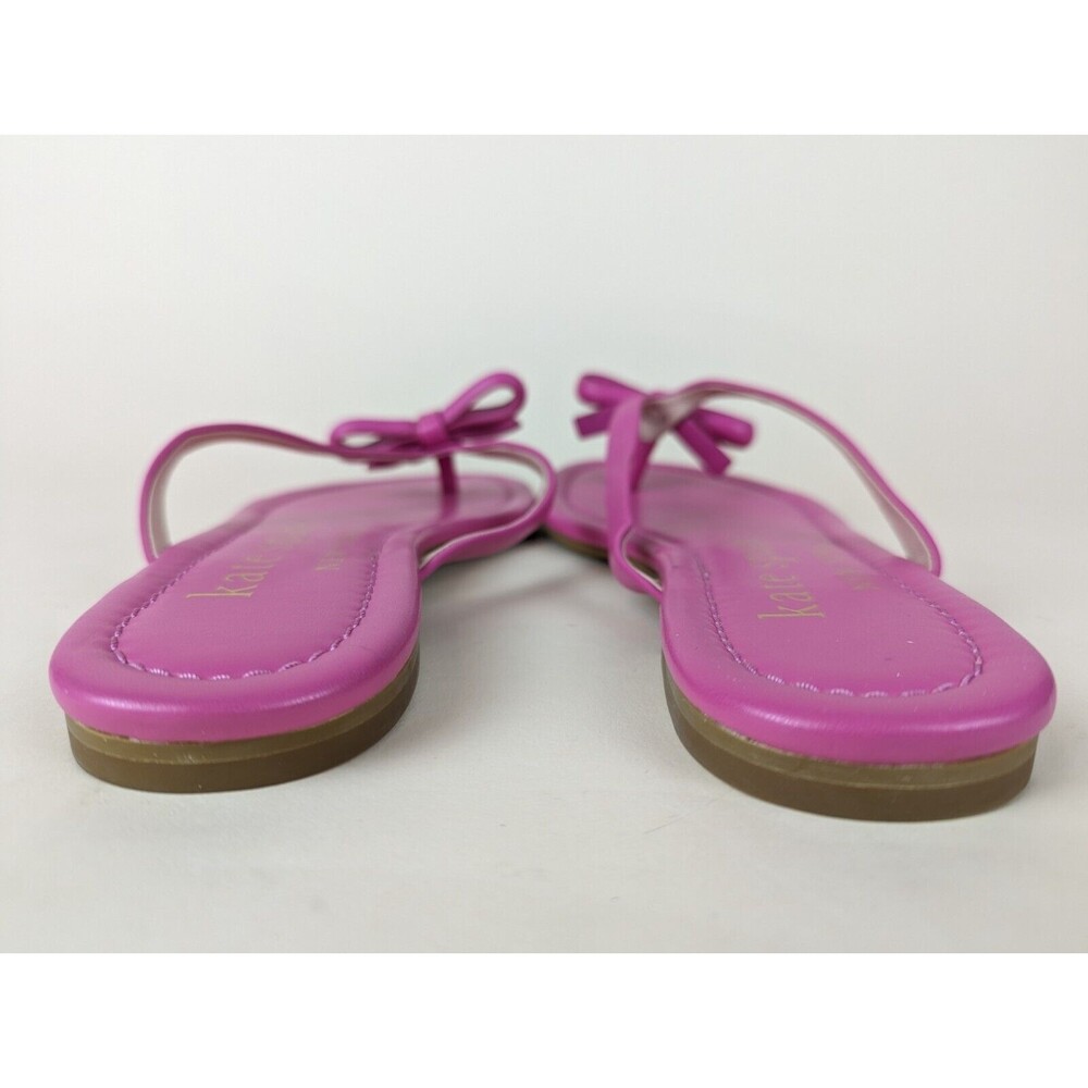 Kate Spade Petit Flip Flop Sandals Womens 6 B Purple Leather Bow Flats Shoes NEW - Picture 6 of 11